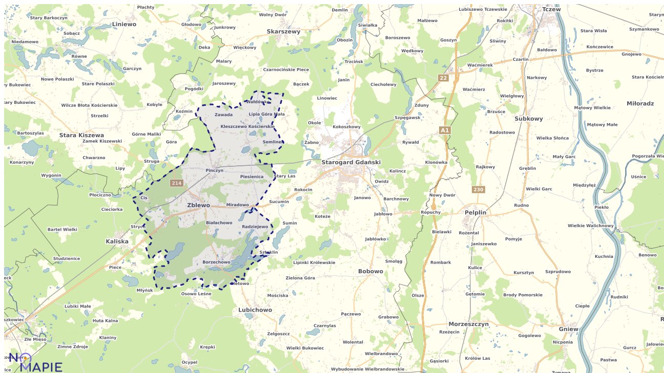 Mapa obszarów ochrony przyrody Zblewa